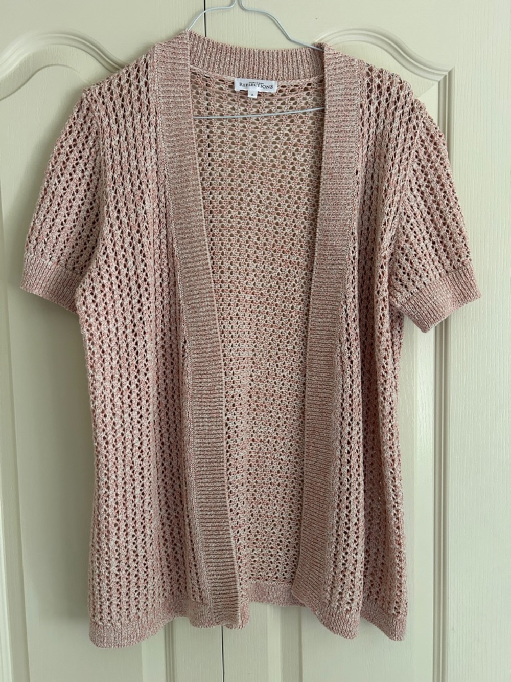 Northern Reflections Open-Front Short Sleeve Knit Cardigan - Blush Pink